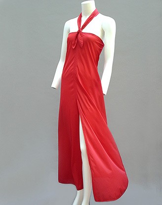70S JOHN KLOSS RED BANDEAU GOWN 4